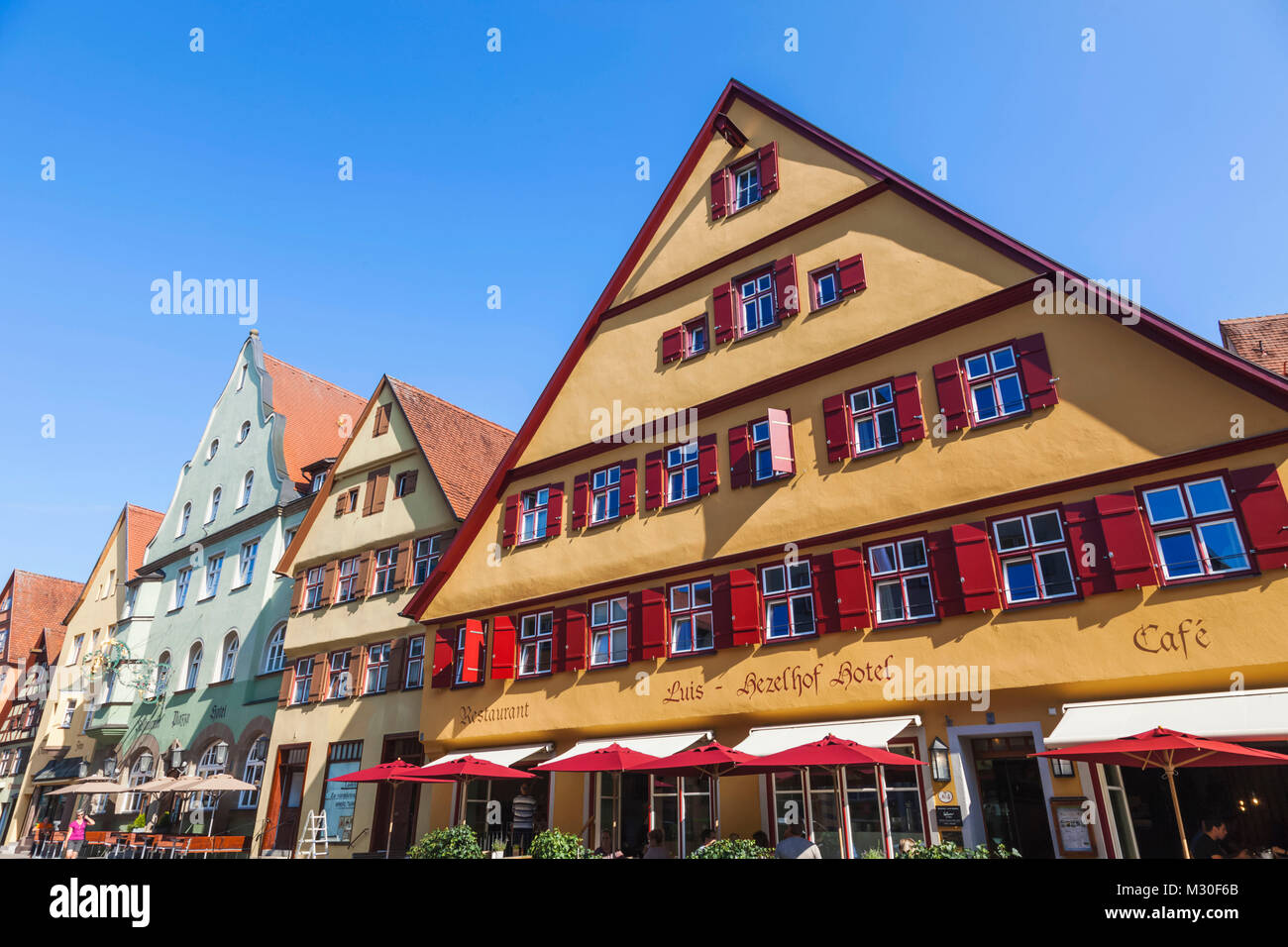 Deutschland, Bayern, Romantische Straße, Dinkelsbühl, Straßenszenen Stockfoto