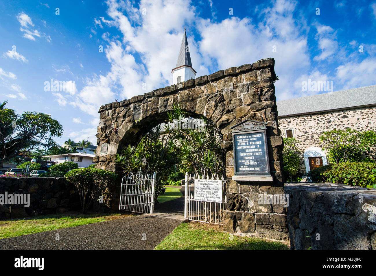 Mokuaikaua Church, Kailua-kona, Big Island, Hawaii Stockfoto