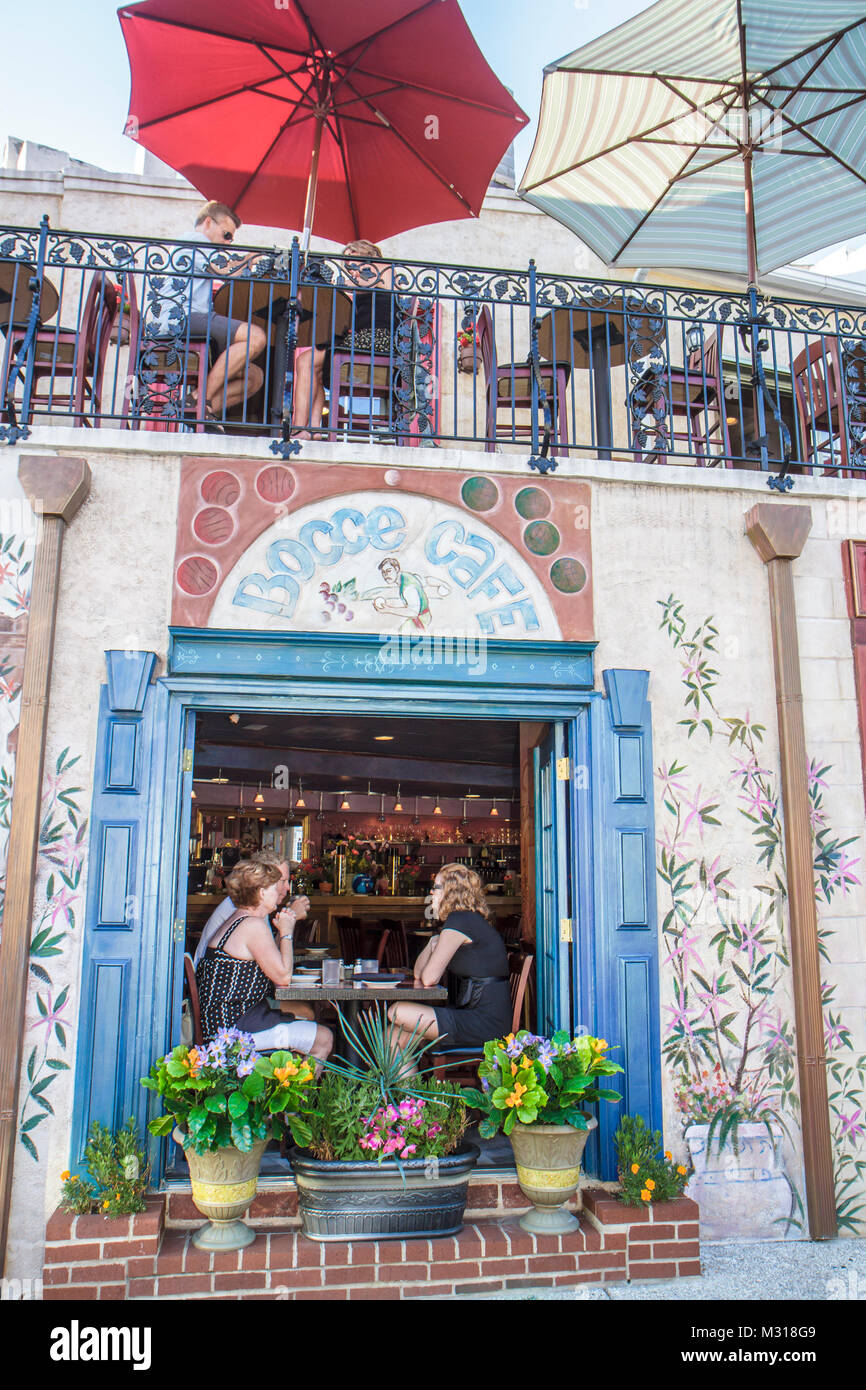 Baltimore Maryland, Little Italy Nachbarschaft, Bocce Cafe, Restaurant Restaurants Essen Essen Essen Essen Cafe Cafes, Essen, Außentische im Freien, Italienisch Stockfoto