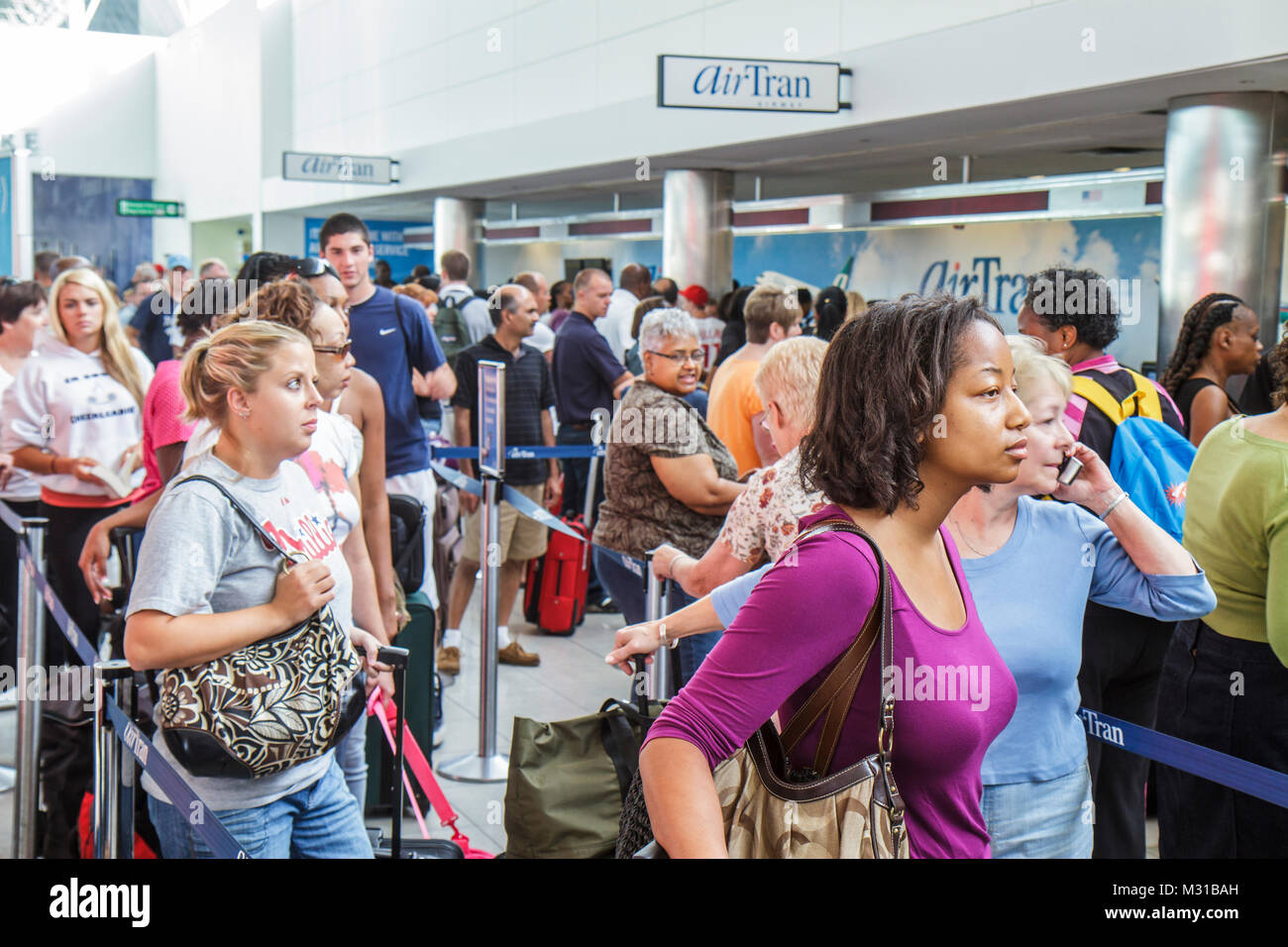 Baltimore Maryland, BWI, Baltimore Washington International Thurgood Marshall Airport, AirTran Airways, Low-Cost-Fluggesellschaft, Luftfahrt, Ticketschalter, Black Bla Stockfoto