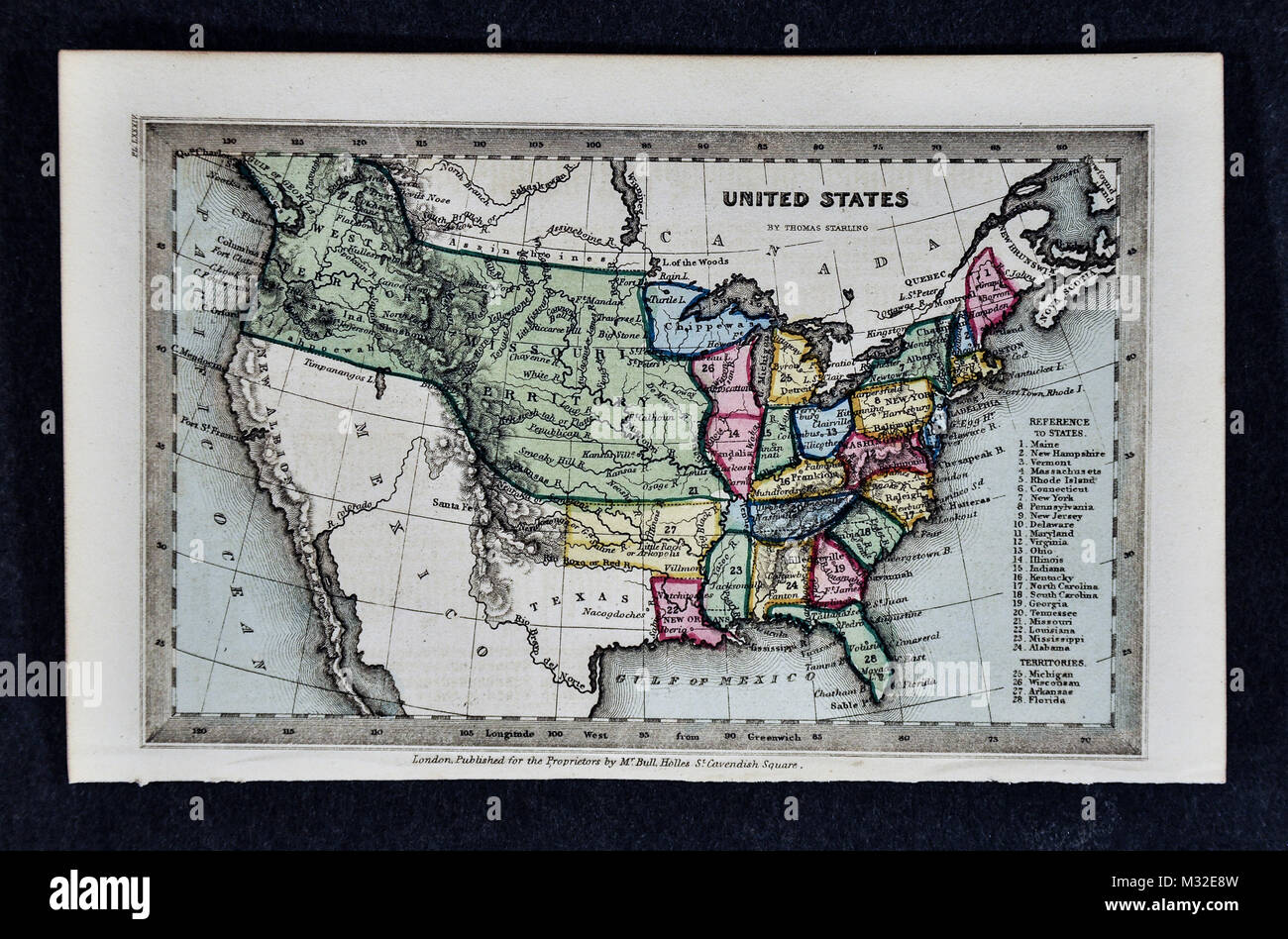 Starling 1834 Karte - Usa Missouri Gebiet Stockfoto