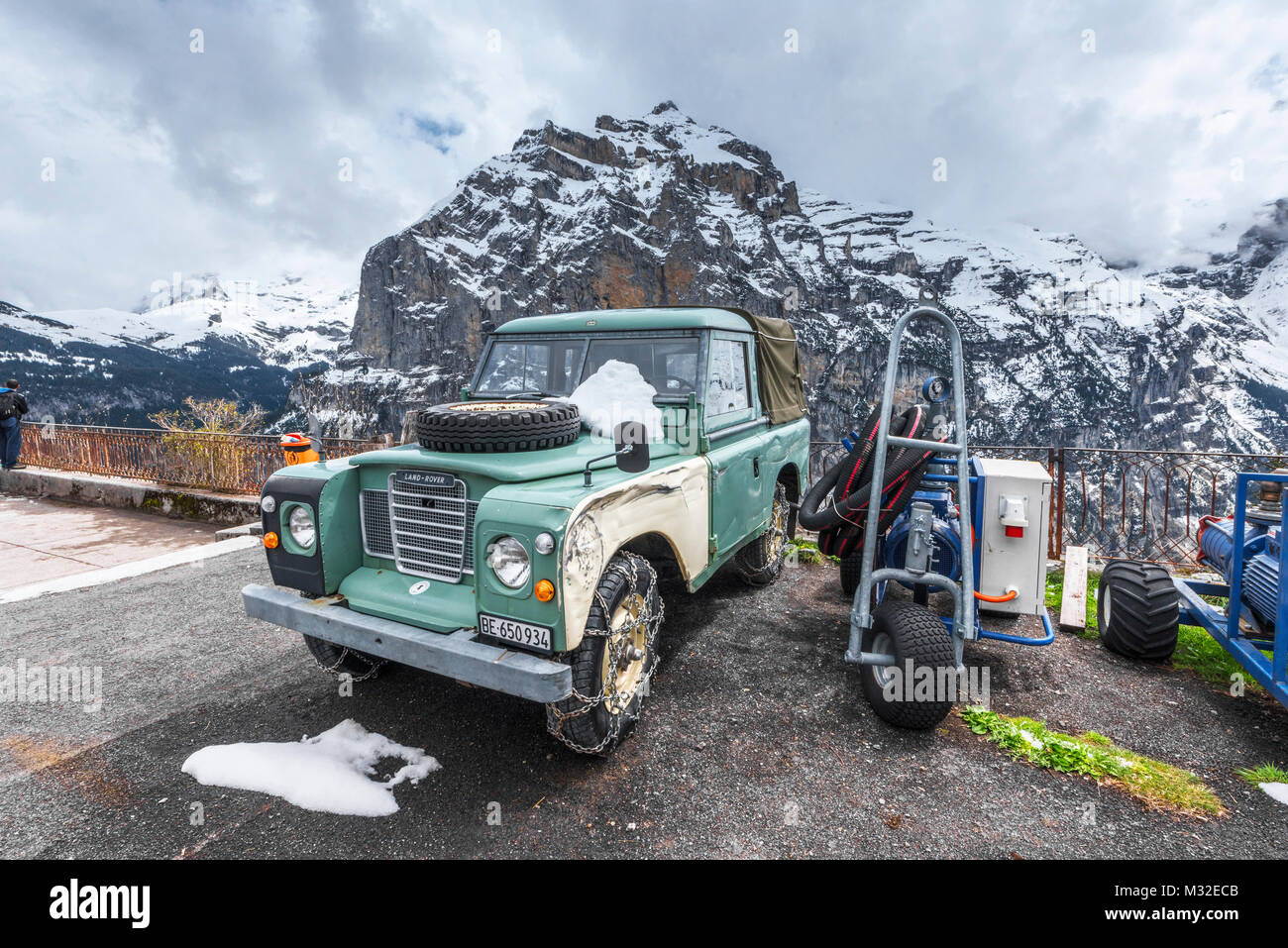 Transportmittel in Alpine Village in den Schweizer Alpen Stockfoto