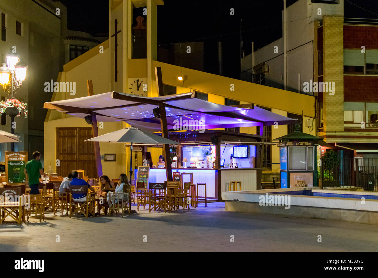 Los Alcazares. Murcia, Spanien 25. August 2017 einen kurzen Spaziergang rund um spanische Stadt und Küste des Mar Menor auf den letzten Besuch. Stockfoto