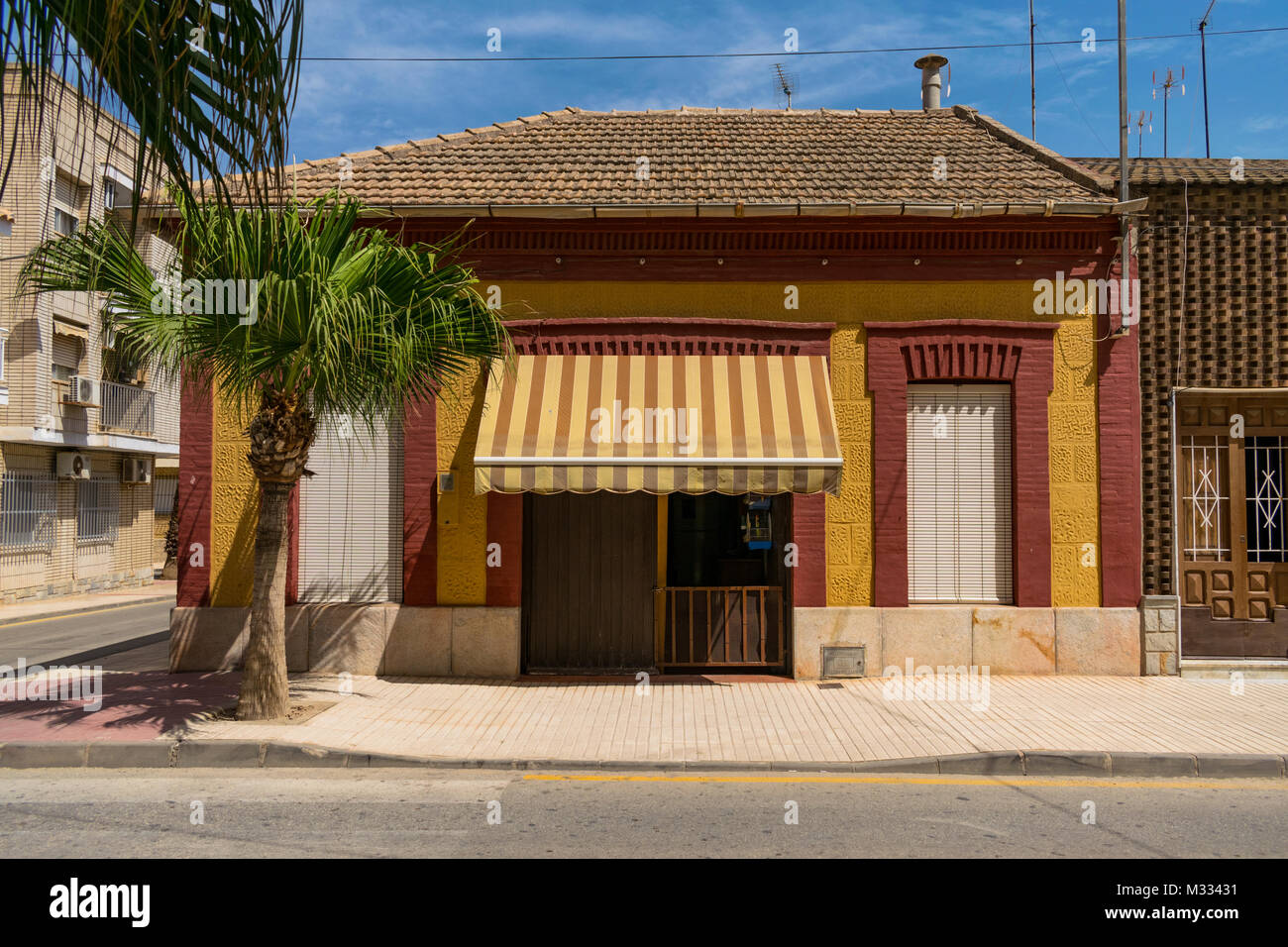 Los Alcazares. Murcia, Spanien 25. August 2017 einen kurzen Spaziergang rund um spanische Stadt und Küste des Mar Menor auf den letzten Besuch. Stockfoto