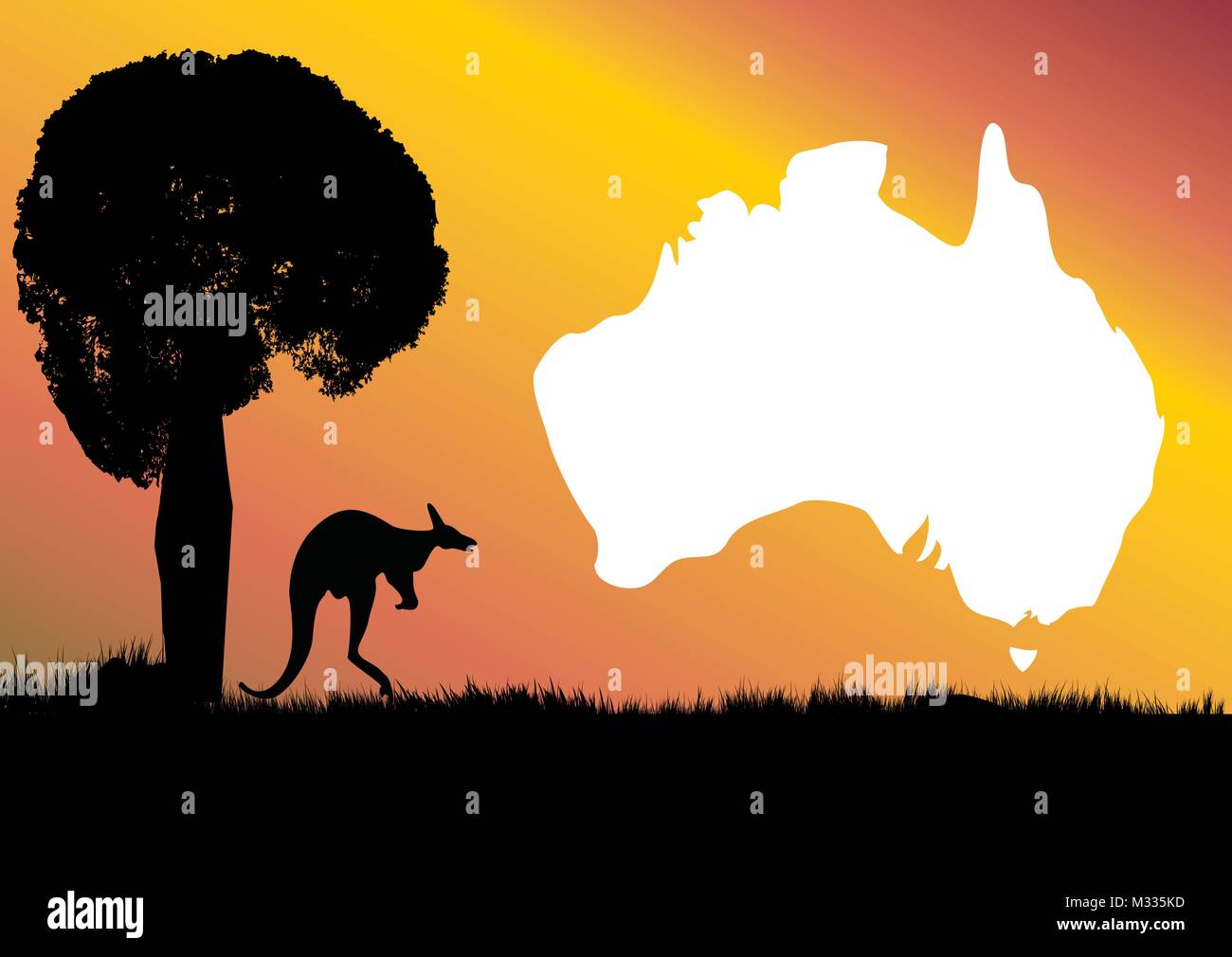 Karte von Australien mit Känguru und einzigartige Boab Baum, ist das Symbol der Kimberley Region von Western Australia Stock Vektor