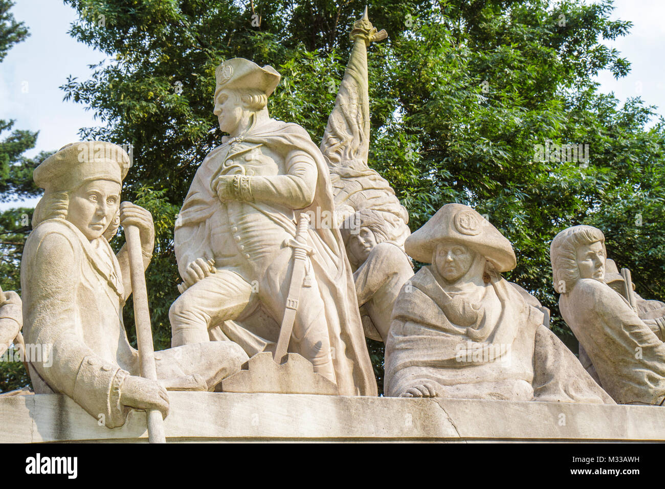 Pennsylvania, PA, Northeastern, Bucks County, Delaware River, Washington Crossing the Delaware Monument, Indiana Limestone, American Revolution, Geschichte, 1776, Stockfoto