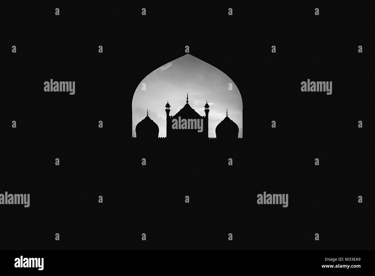 Jama Masjid Silhouette, Old Delhi, Indien Stockfoto