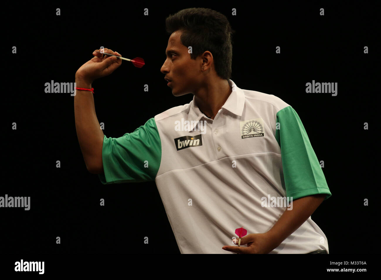 Amit Gilitwala (Indien), World Cup Darts, Dart Mannschafts Championships in Hamburg, 06.06.2014 - 08.06.2014, Sporthalle Hamburg Stockfoto