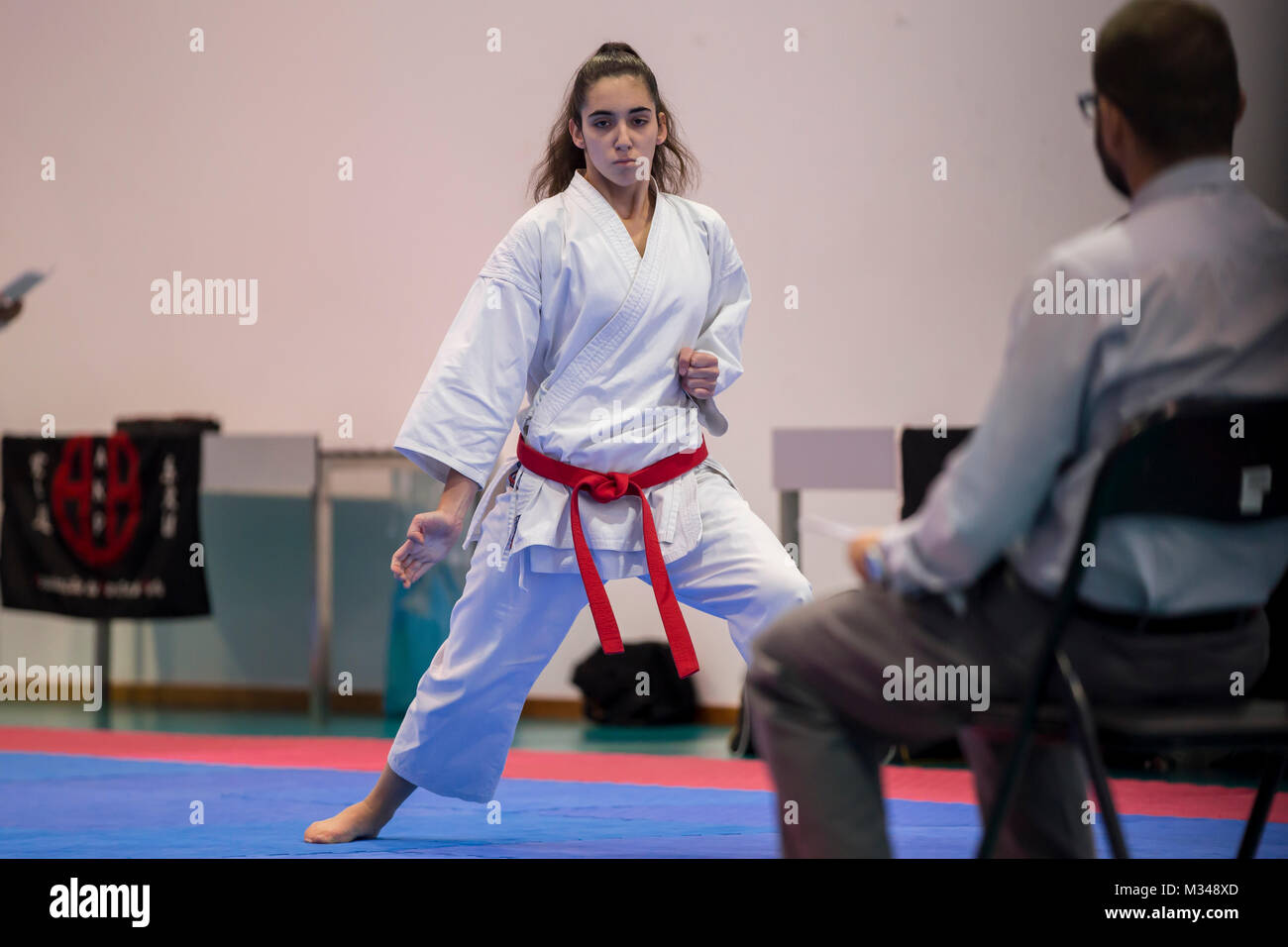 Vila Nova de Gaia, Portugal, 05. November 2017: Karate event, feierlich Meisterschaft des Verbandes der Karate Do Porto. Stockfoto