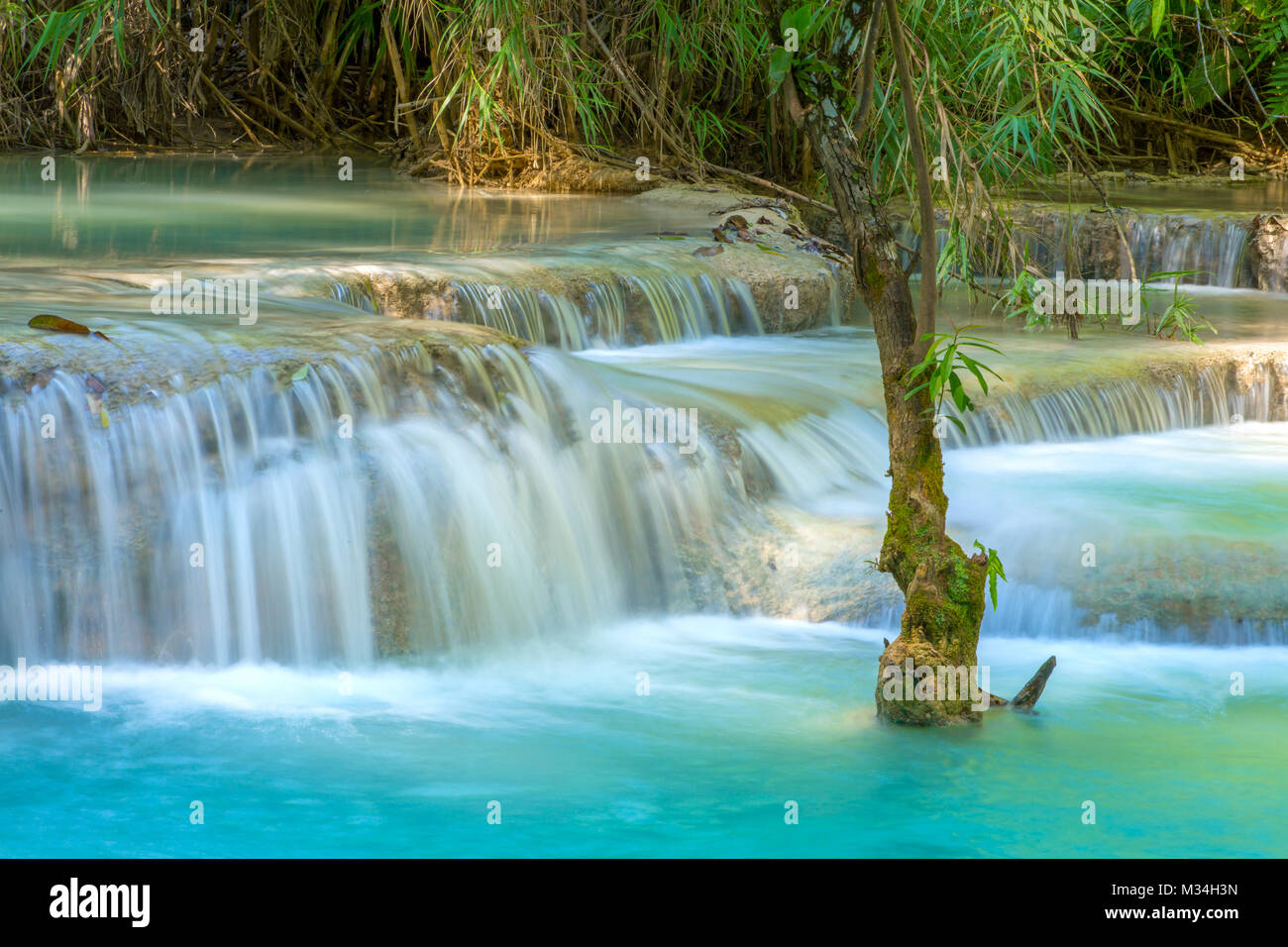 Kuang Si Wasserfälle, Luang Phrabang, Laos. Stockfoto