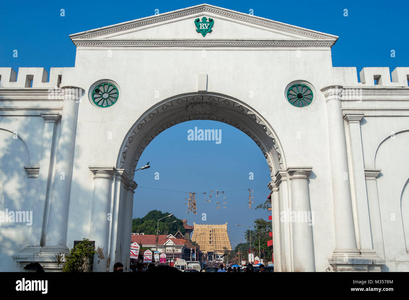 Eingang von Padmanabhaswamy Temple, Thiruvananthapuram, Kerala, Indien, Asien Stockfoto