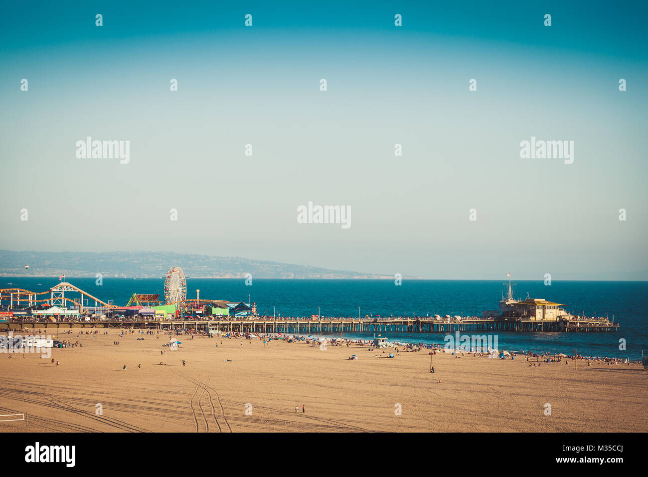 Retro getönten Landschaft der Pier mit Riesenrad von Santa Monica Los Angeles in Kalifornien Stockfoto