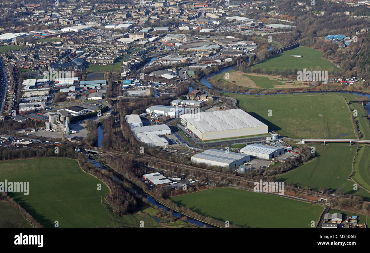 Luftaufnahme von Bretton Park Way Industrial Estate, Dewsbury, West Yorkshire, UK Stockfoto