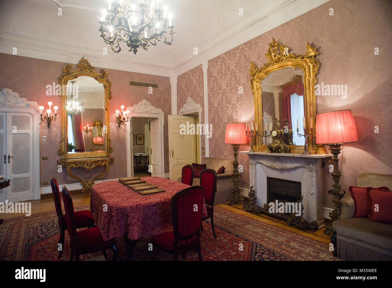 Italien, Mailand, Lombardei, Grand Hotel Milano. Wohnung, wo Giuseppe Verdi und seine Frau Giuseppina Strepponi lebte. im Innenbereich Stockfoto