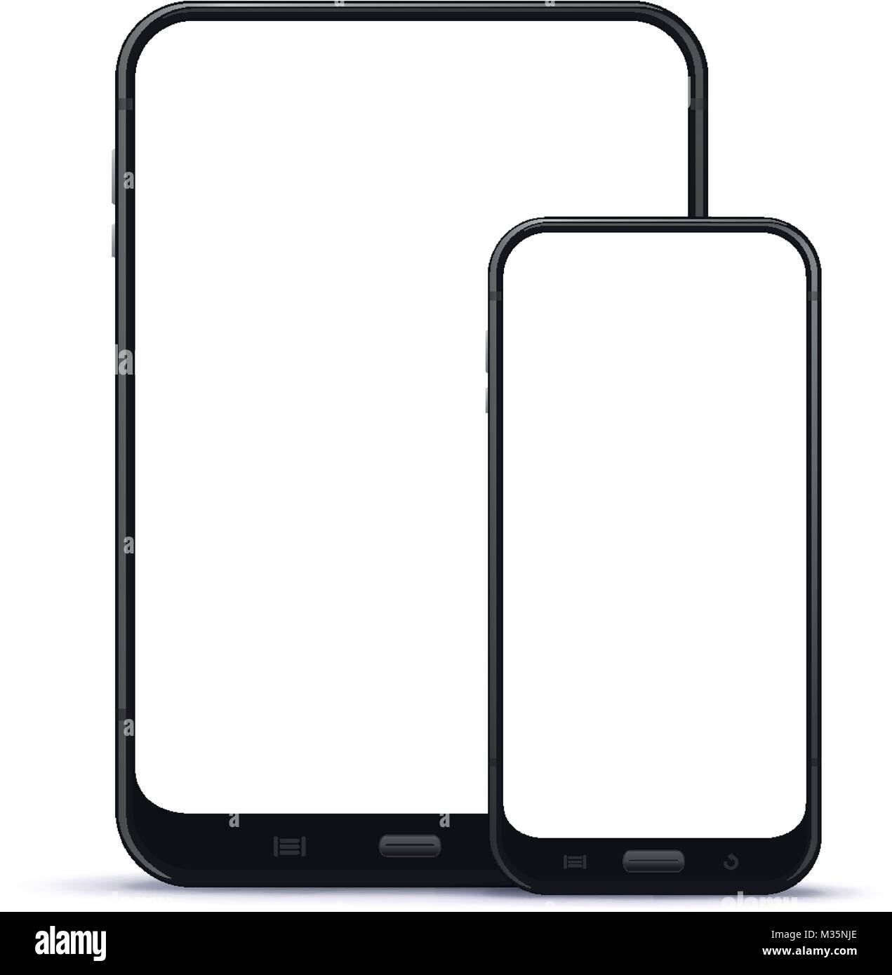 Schwarz Handy und Tablet Computer Vector Illustration Stock Vektor
