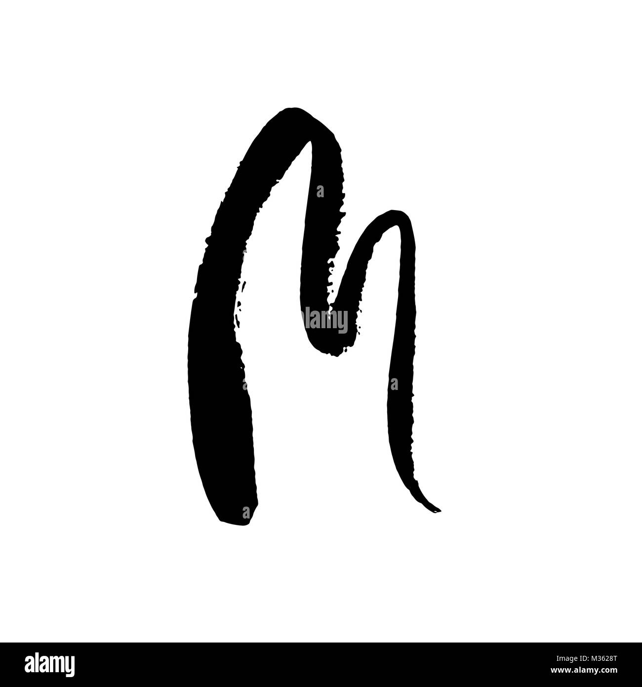 Schreiben M. handschriftlich von trockenen Bürste. Grobe Anschläge texturierte Fonts. Vector Illustration. Grunge Stil elegant Alphabets. Stock Vektor