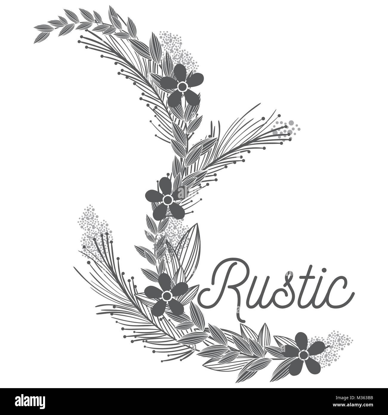 Rustikale Kranz Hand gezeichnet Stock-Vektorgrafik - Alamy