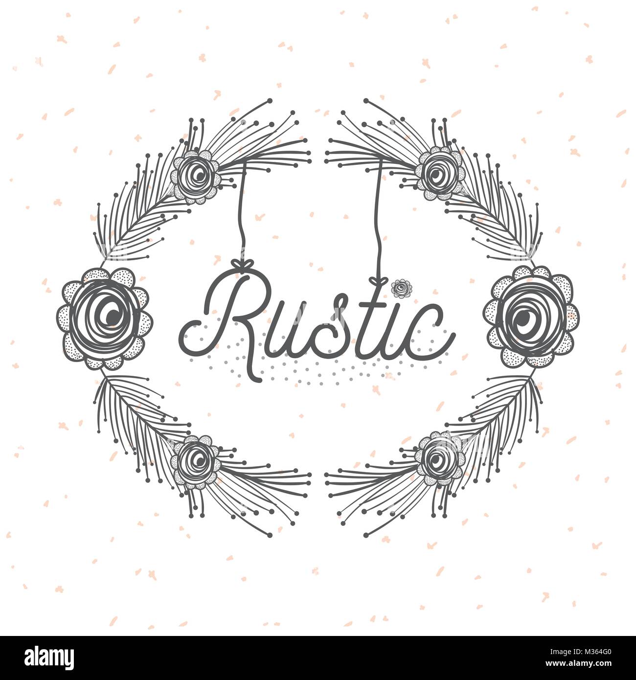 Rustikale Kranz Hand gezeichnet Stock-Vektorgrafik - Alamy