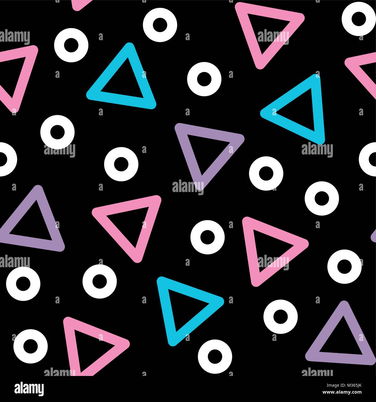 Dreieck Vektor nahtlose Muster - 80er, 90er style Hintergrund mit geometrischen Formen Stock Vektor