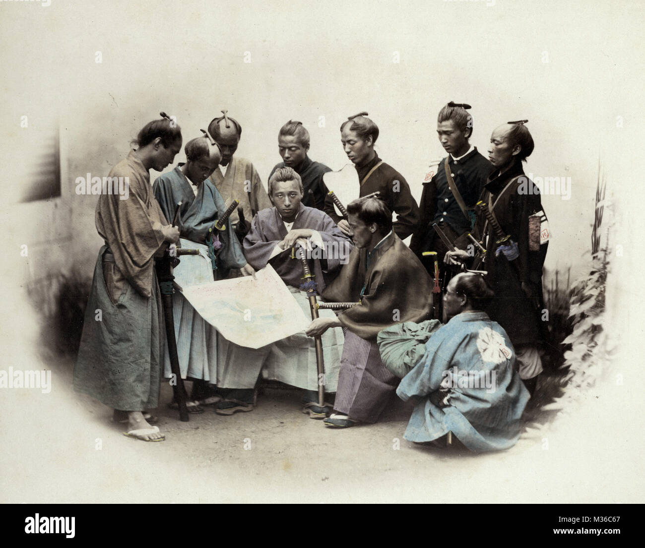 1860 Japans - Porträt einer Gruppe von südlichen Offiziere Stockfoto