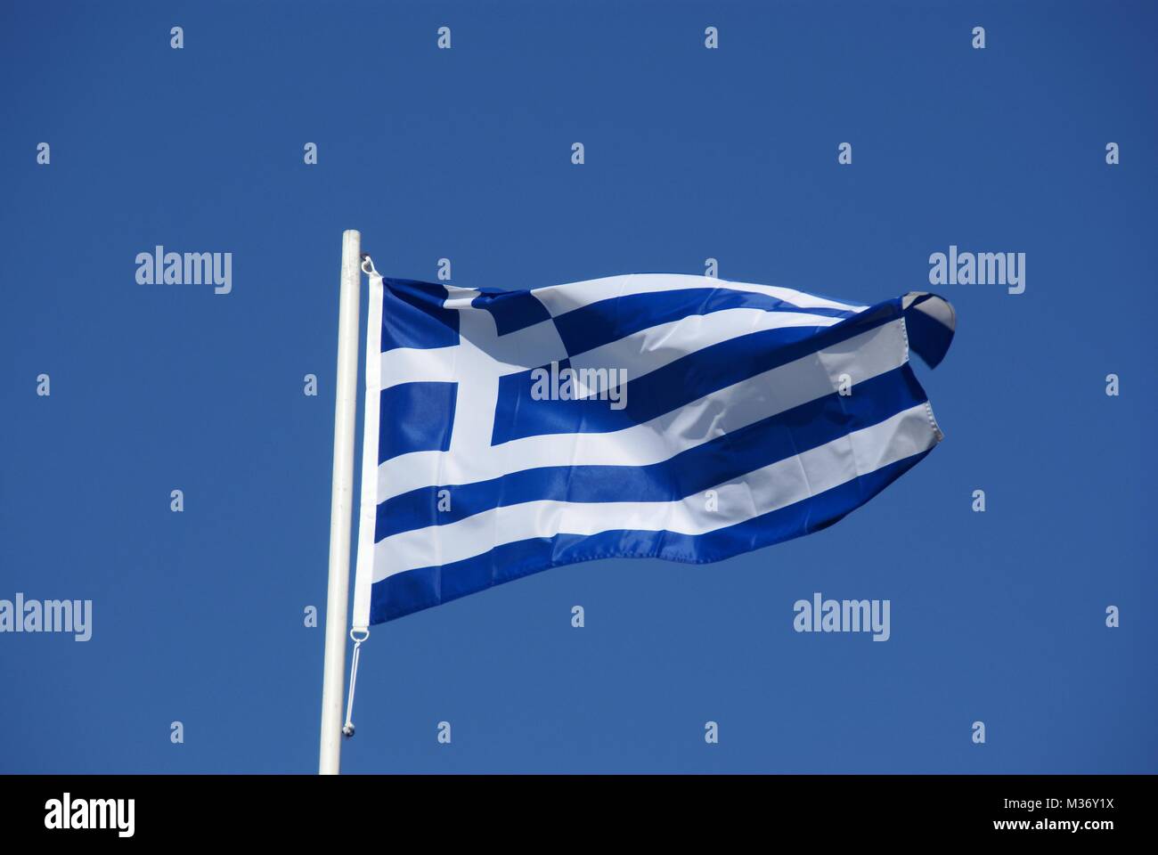 Foto der griechischen Flagge griechische Symbol zeichen Fähnrich Stockfoto