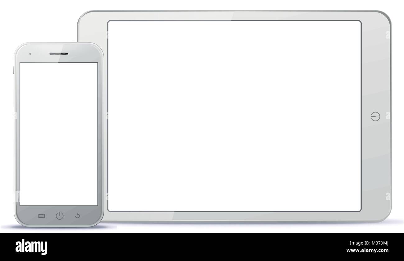Tablet-PC und Handy Vector Illustration. Stock Vektor