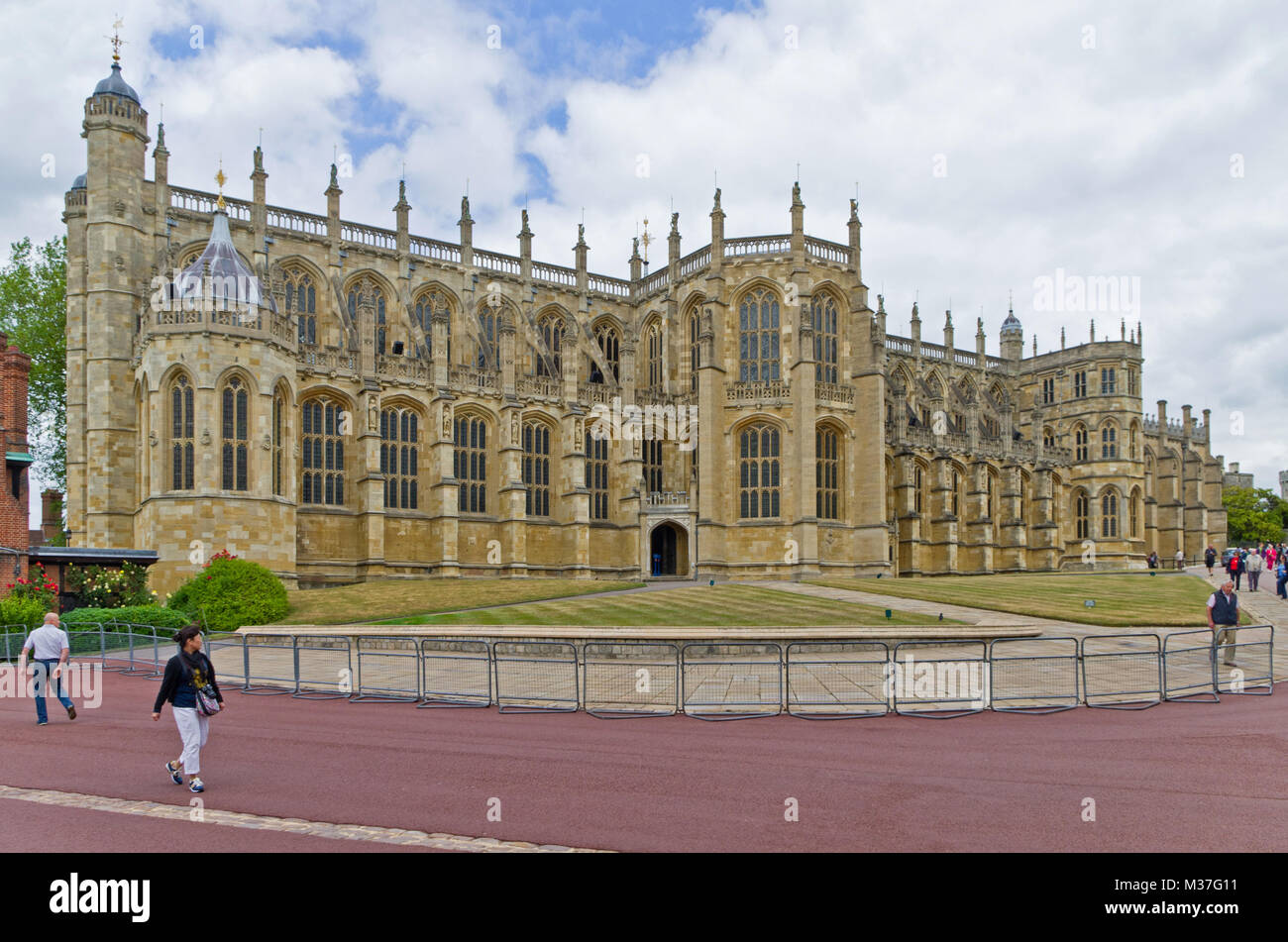St George's Kapelle auf dem Gelände des Windsor Castle gelegen, der Schauplatz für die bevorstehende Hochzeit von Prinz Harry und Meghan Markle im Mai 2018 Stockfoto