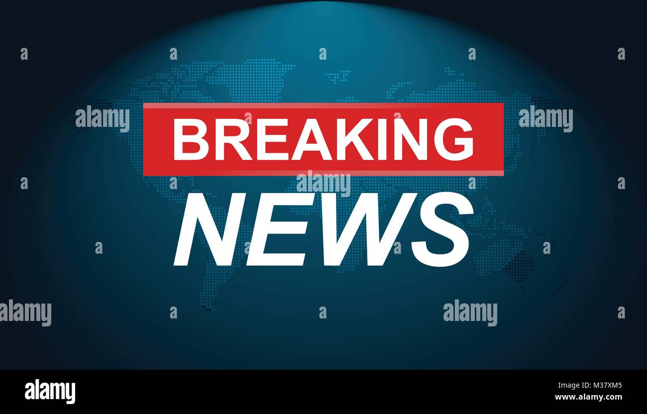 Breaking News Vektor icon. Nachrichten mit Weltkarte flachbild Vector Illustration. Kommunikation Business Konzept Piktogramm Hintergrund. Stock Vektor