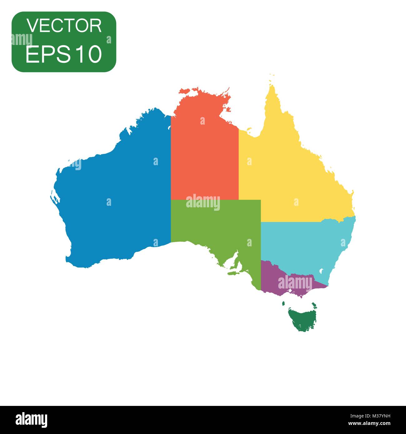 Australien Farbkarte mit Regionen Symbol. Business Kartographie Konzept Australien Piktogramm. Vector Illustration auf weißem Hintergrund. Stock Vektor