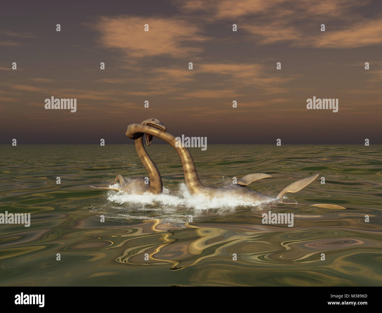 Plesiosaurs Kampf Stockfoto