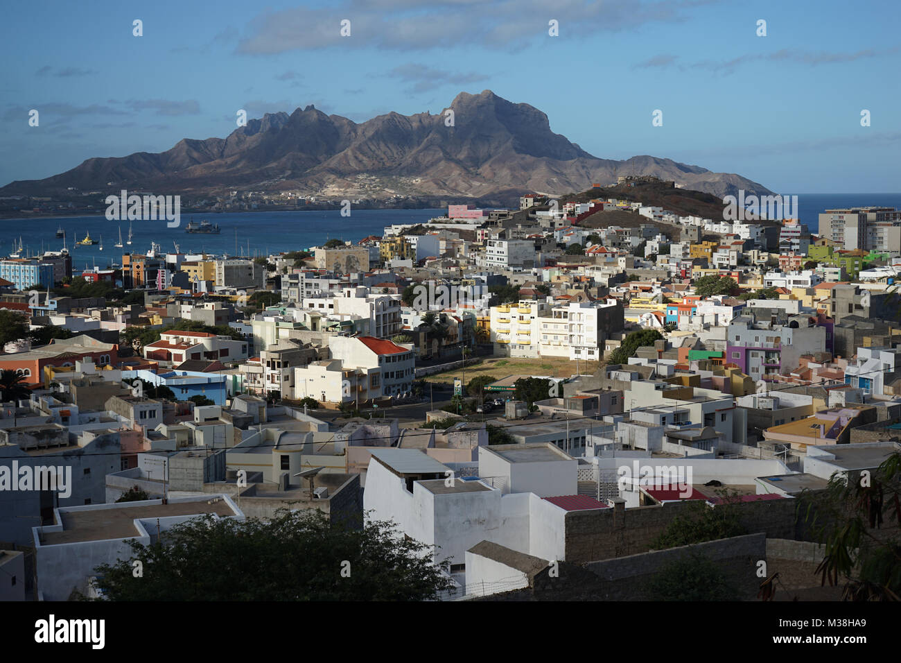 Atemberaubende Aussicht iew über Mindelo, Sao Vicente, Kap Verde Stockfoto
