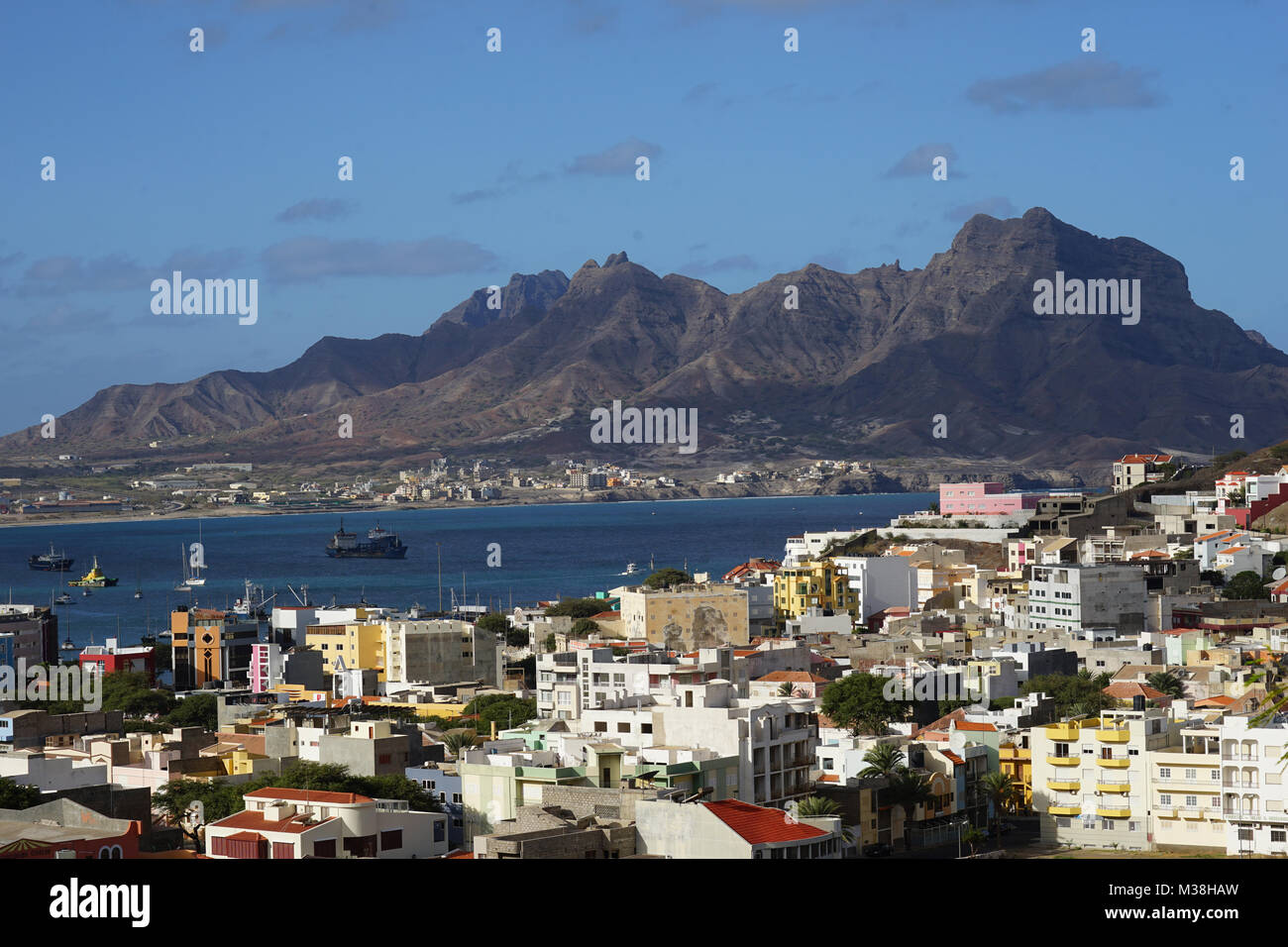 Atemberaubende Aussicht iew über Mindelo, Sao Vicente, Kap Verde Stockfoto