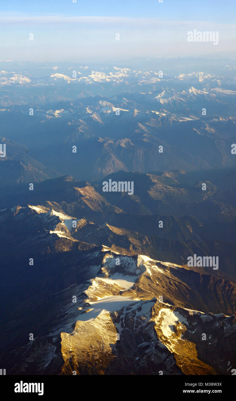 Rocky Mountains Luftaufnahme mit Sunrise Stockfoto