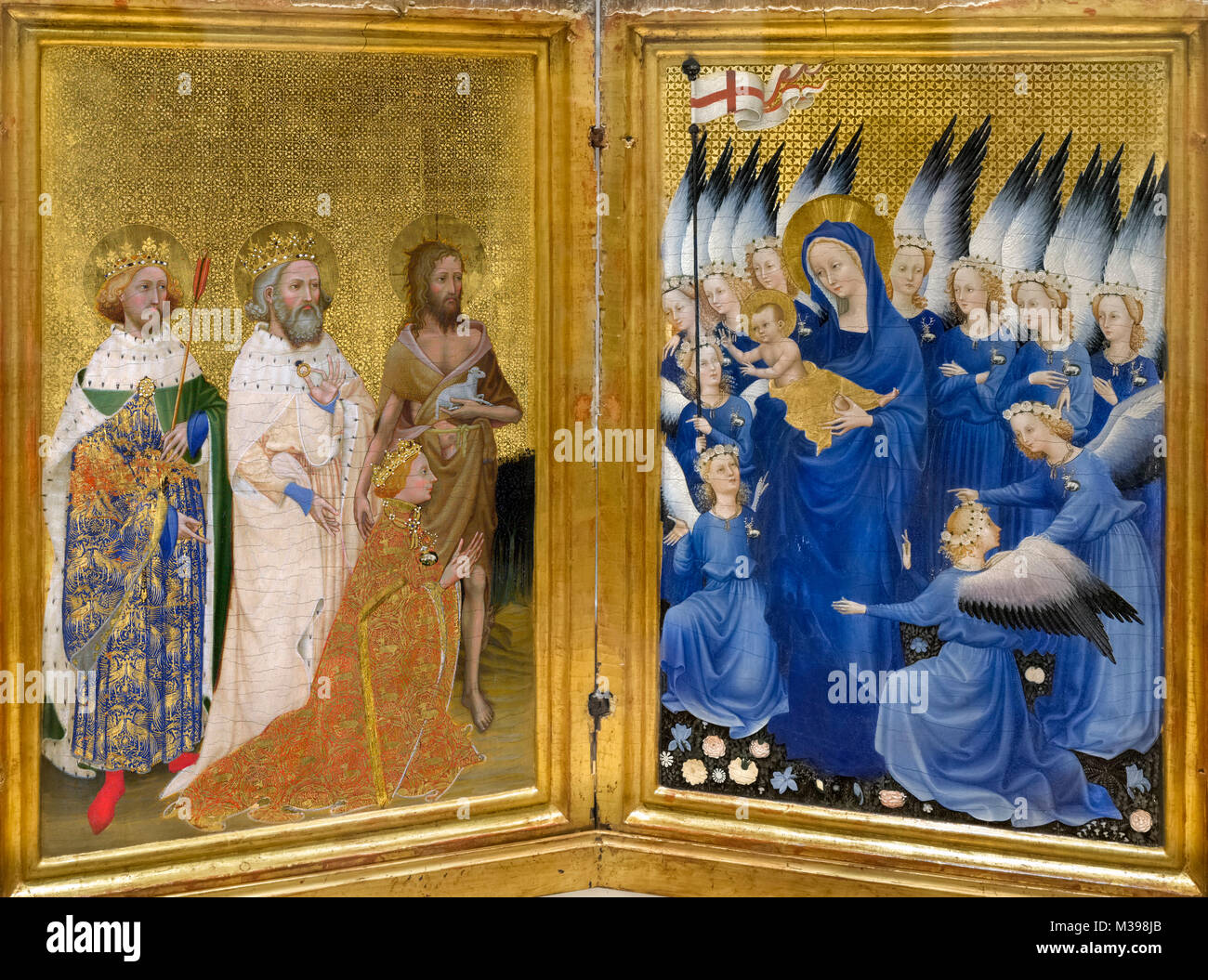 Die Wilton Diptych, Ei auf Eiche, c. 1395-9 Stockfoto