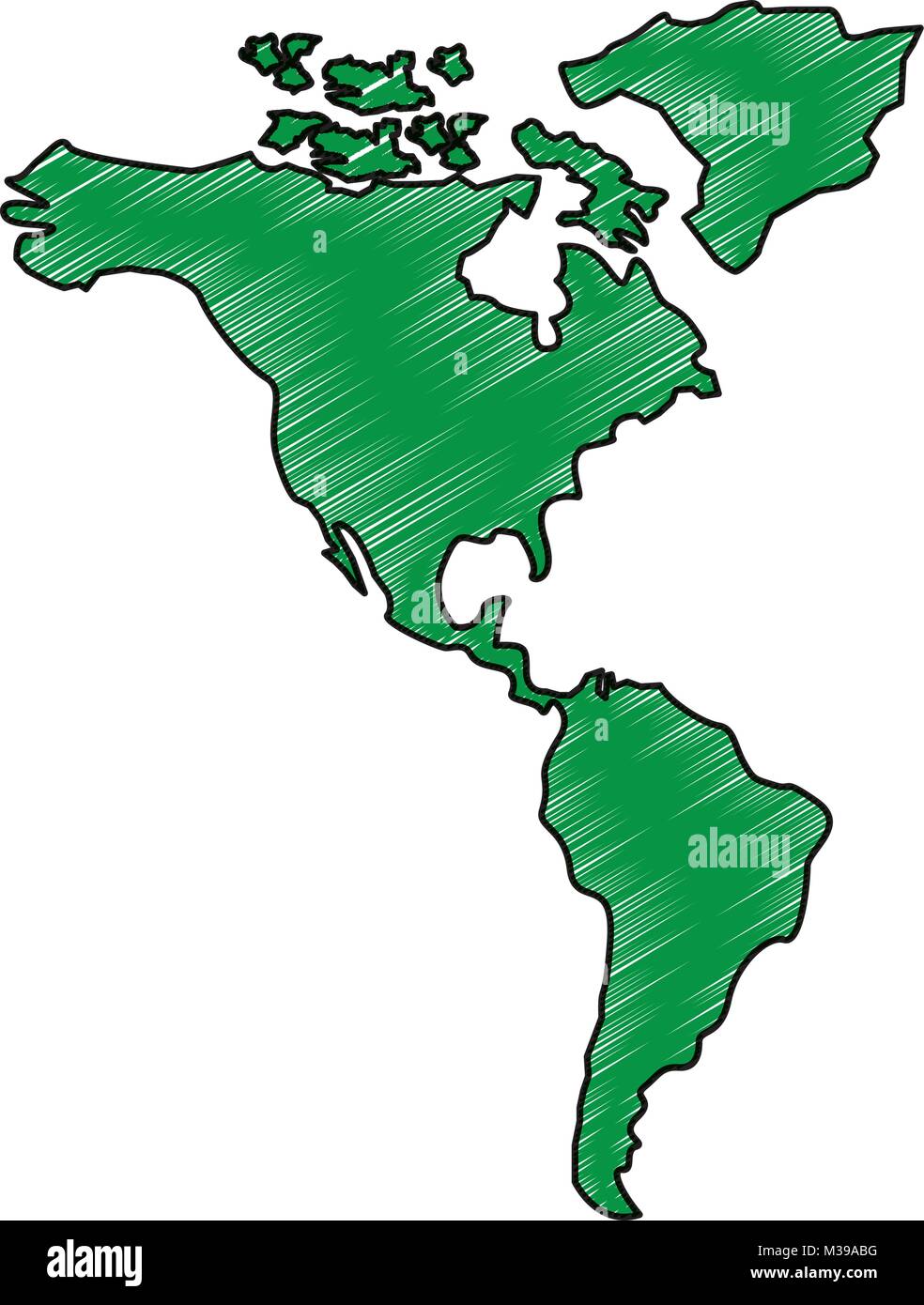 Nord- und Südamerika Karte Kontinent Stock-Vektorgrafik - Alamy