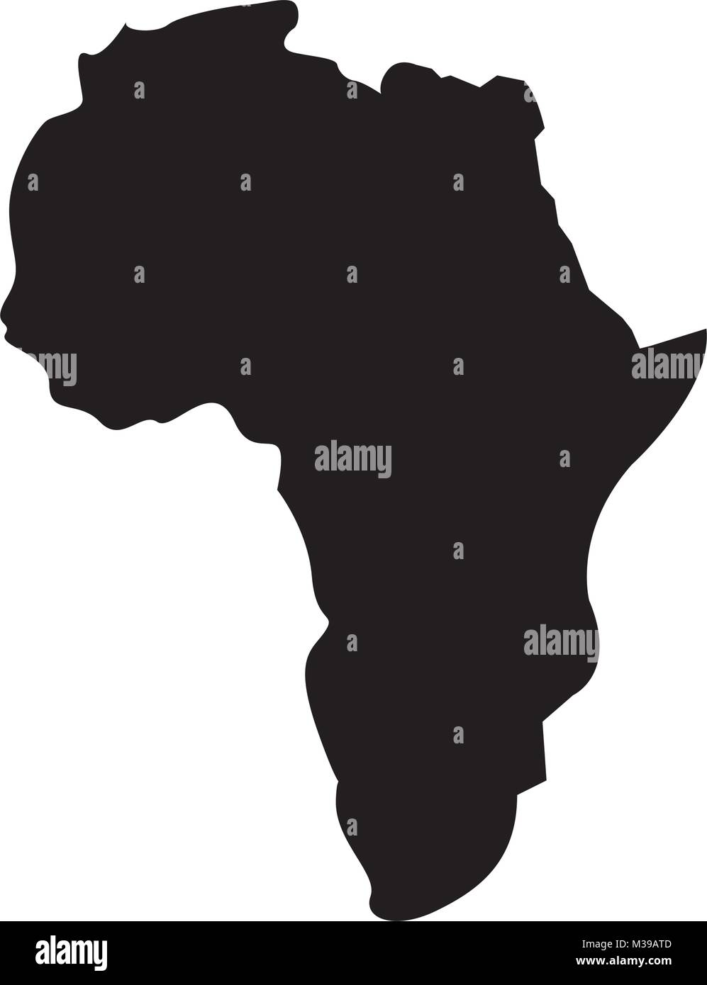 Karte von Afrika kontinent Silhouette auf weißem Hintergrund Stock Vektor