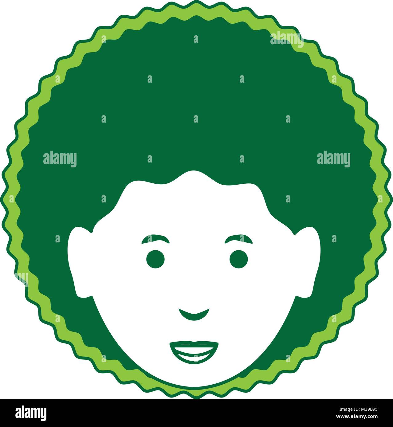 Cartoon Frau Mit Afro Frisur Symbol Auf Weißem Hintergrund Grüne Schattierungen Design Vector 4103