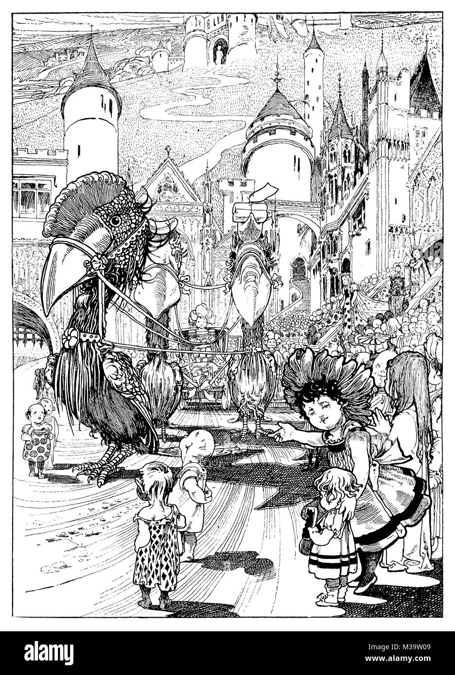 Leben in Fairyland, buchillustration von Charles Robinson von 1895 Das Studio einer illustrierten Zeitschrift für Bildende und Angewandte Kunst Stockfoto