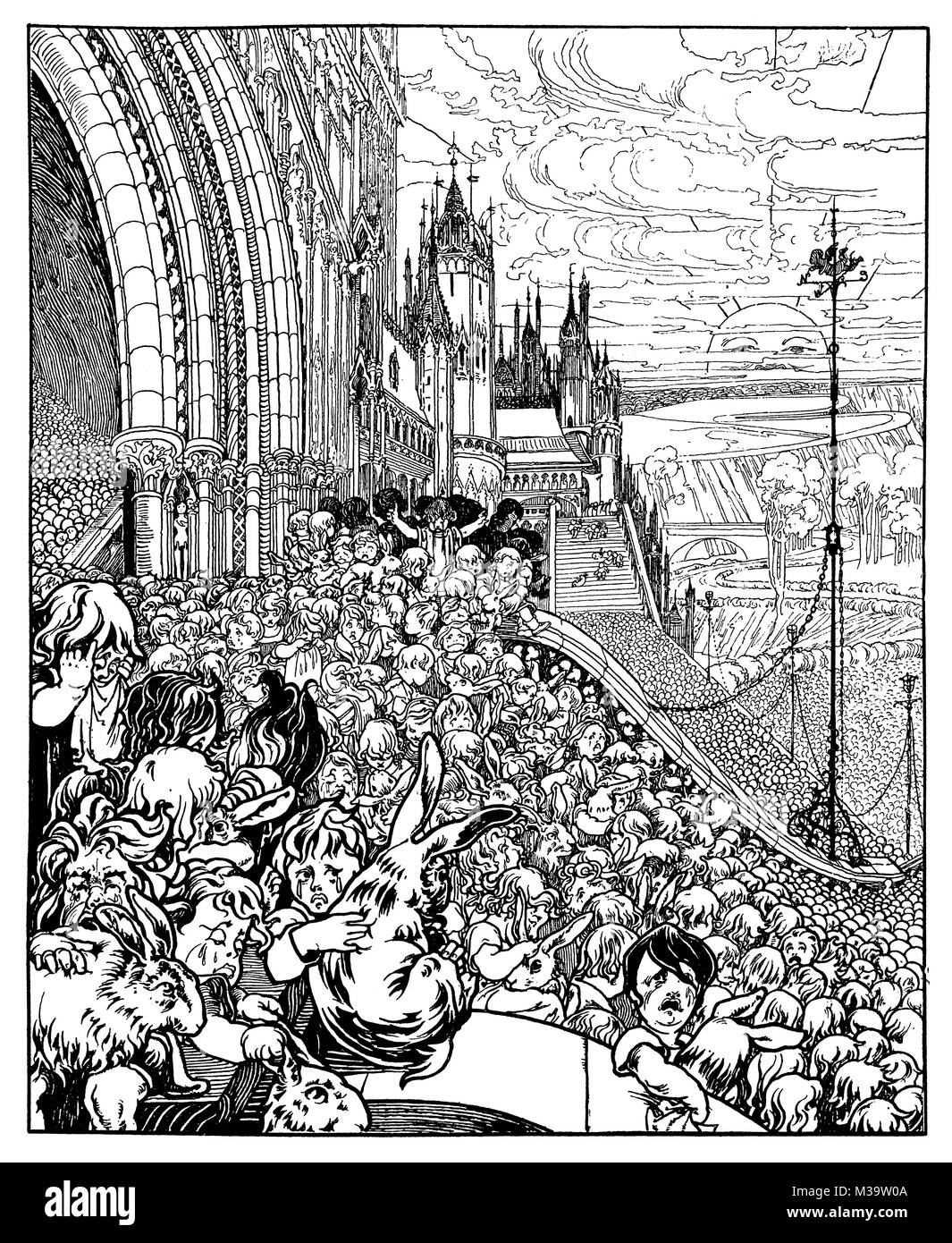 Illustration zu einem Märchen, von Charles Robinson von 1895 Das Studio einer illustrierten Zeitschrift für Bildende und Angewandte Kunst Stockfoto
