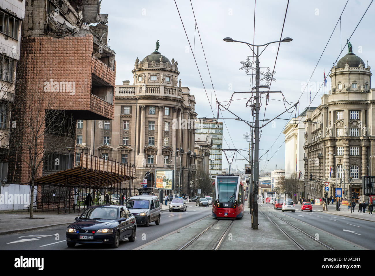 Nato bombing belgrade destruction serbia Fotos und Bildmaterial in