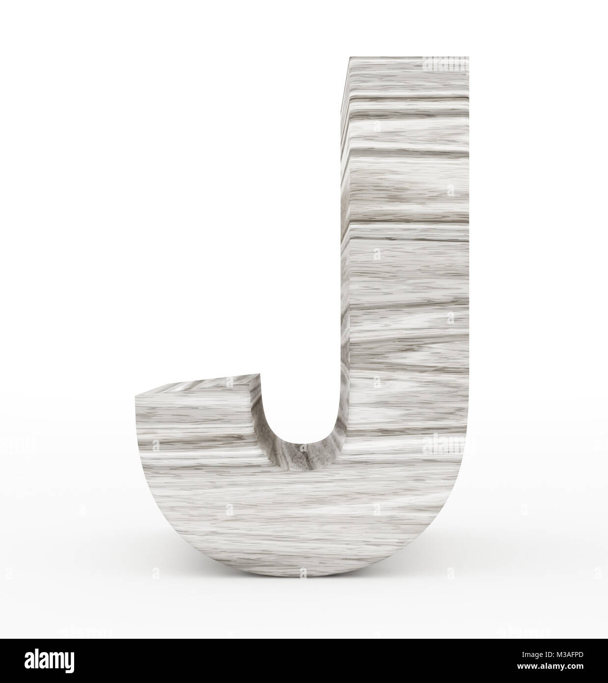 Buchstabe J 3d Holz isoliert auf Weiss - 3D-Rendering Stockfoto