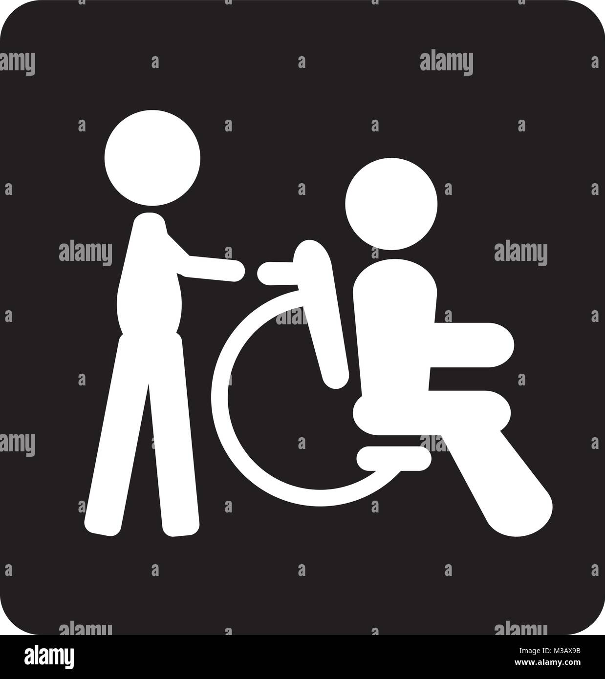 Rollstuhl und interessierende Person oder ungültige deaktiviert Symbol Vektor und Illustration Stock Vektor