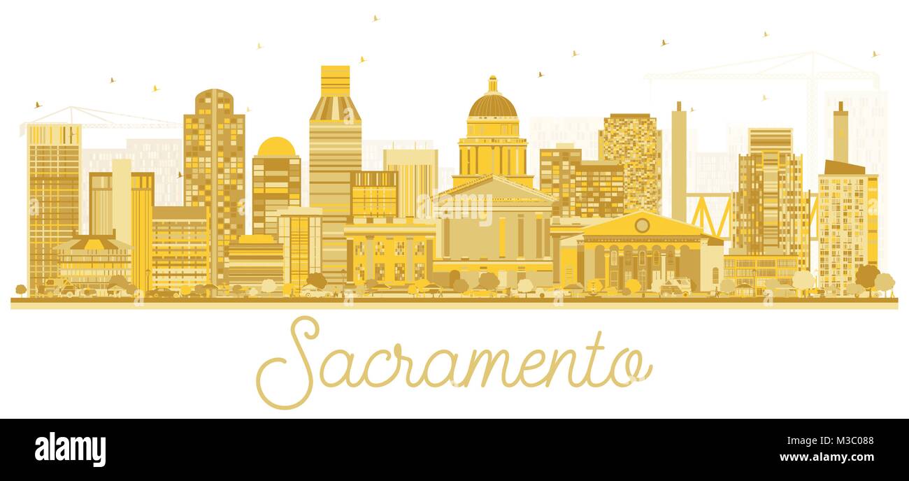 Sacramento Kalifornien USA Skyline der Stadt goldene Silhouette. Vector Illustration. Stock Vektor