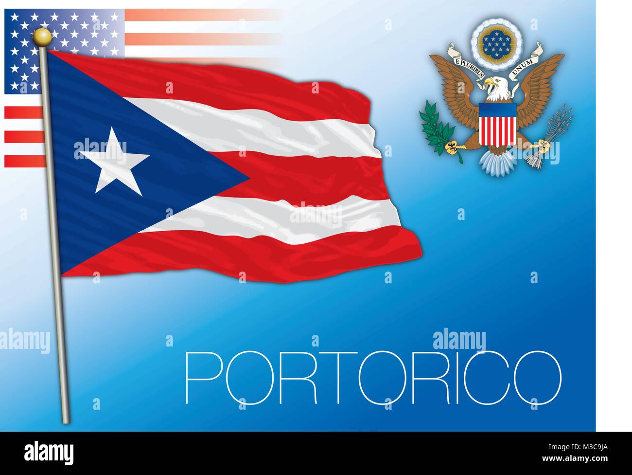 Portorico das Territorium der USA Flagge, Vereinigte Staaten Stock Vektor