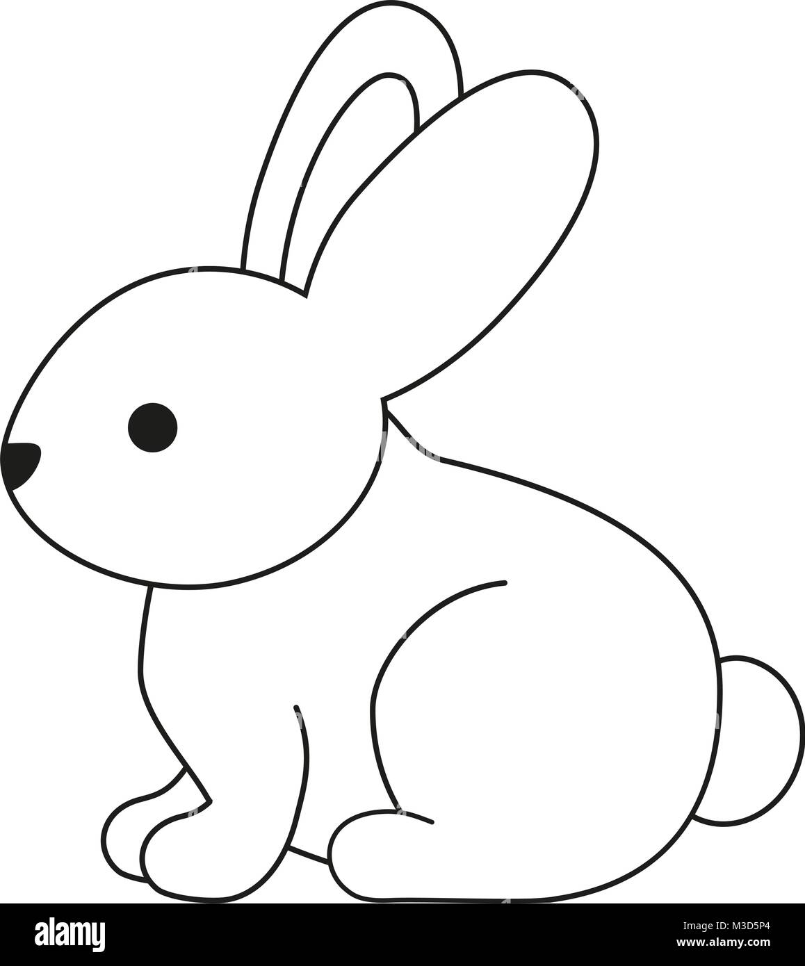 Line Art schwarze und weiße Kaninchen bunny Symbol Poster. Stock Vektor