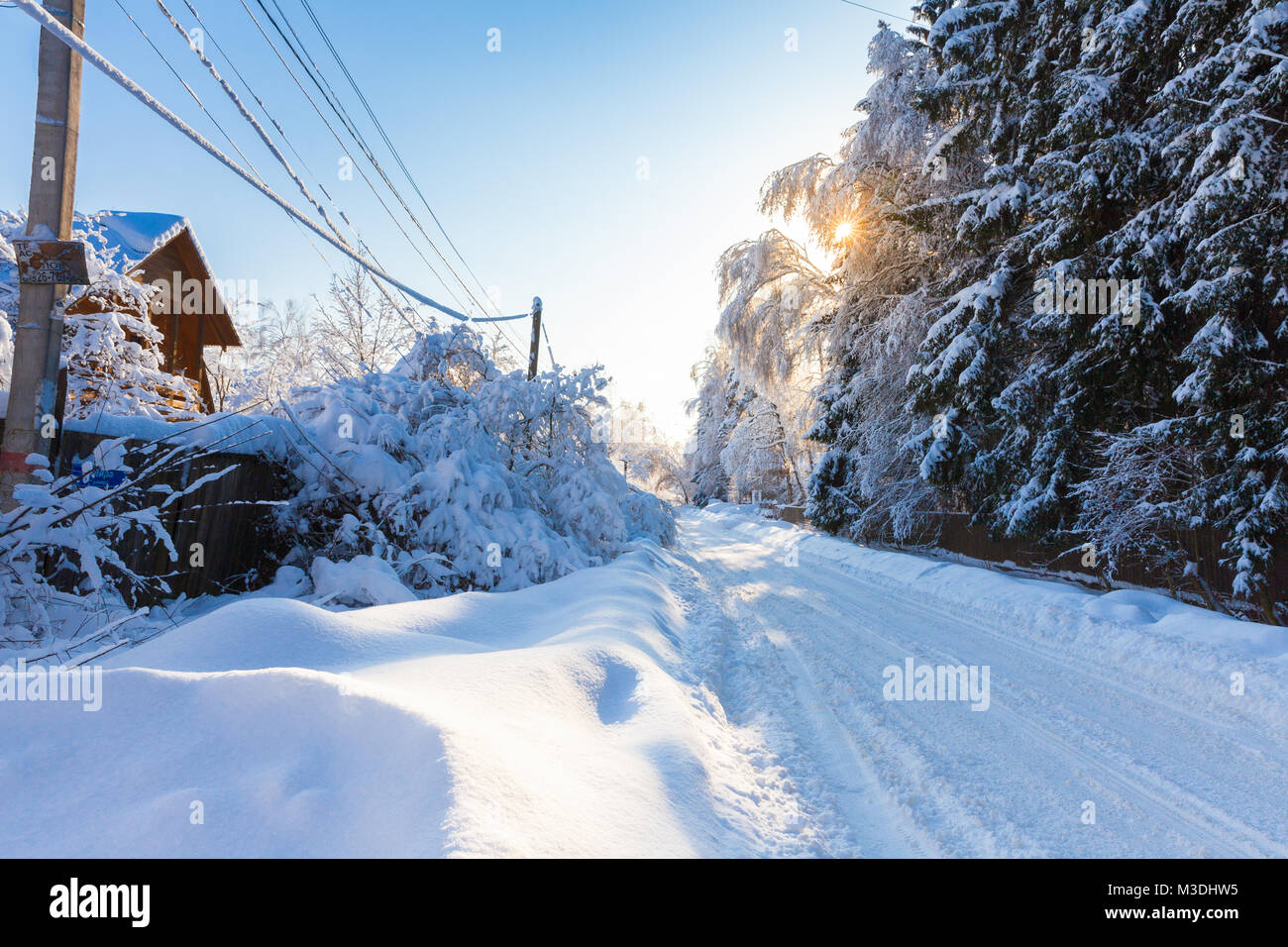 Winterlandschaft nach einem Schneefall, Moskau, Russland Stockfoto