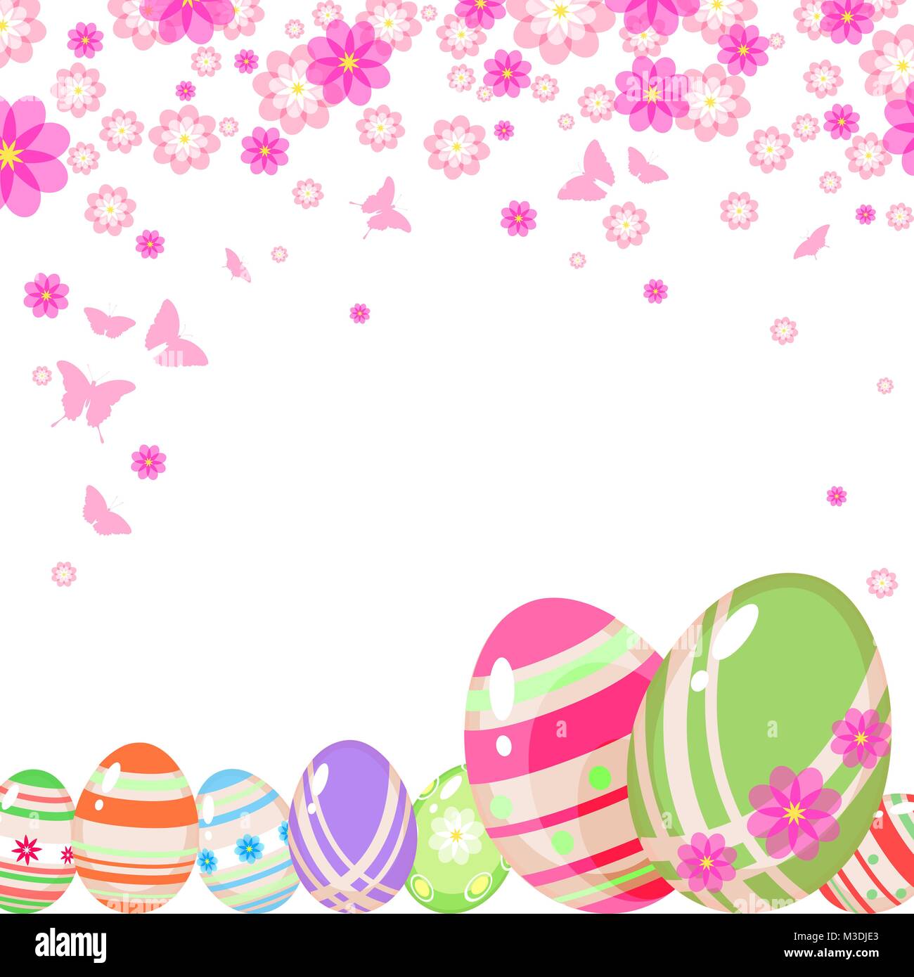 Ostern-Hintergrund mit Eiern und Blumen Stock Vektor