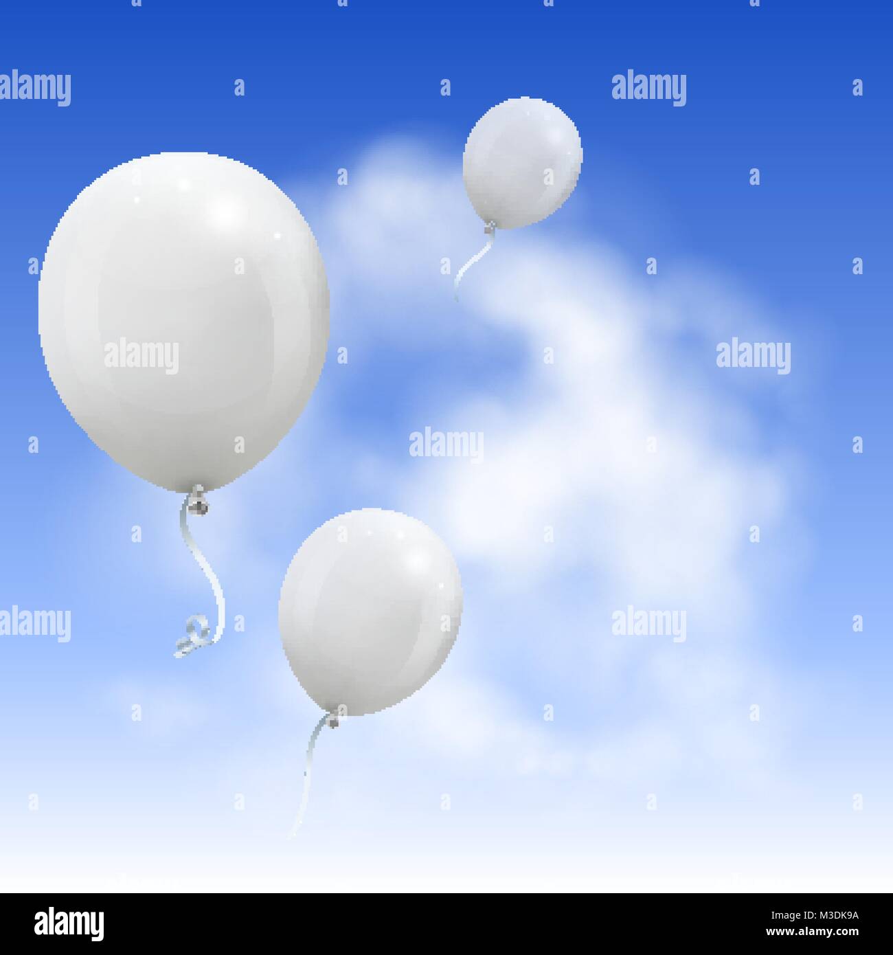 Weiße Ballons auf dem Hintergrund des blauen Himmels Stock Vektor