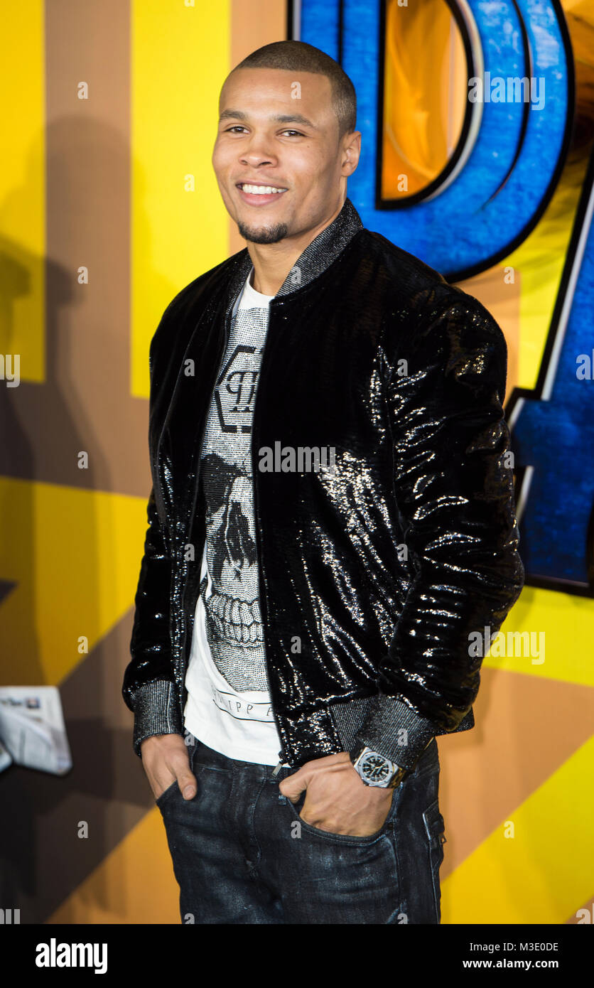 Chris Eubank Jr. besucht die Europäische Premiere von Marvel Studios' 'Black Panther' bei Eventim Apollo Hammersmith am 8. Februar 2018 in London, En Stockfoto