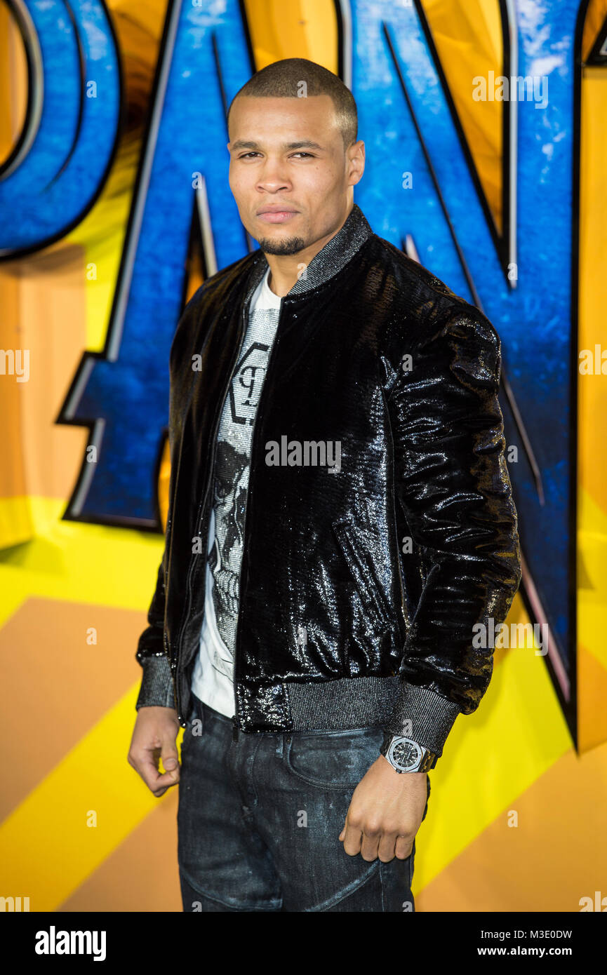 Chris Eubank Jr. besucht die Europäische Premiere von Marvel Studios' 'Black Panther' bei Eventim Apollo Hammersmith am 8. Februar 2018 in London, En Stockfoto